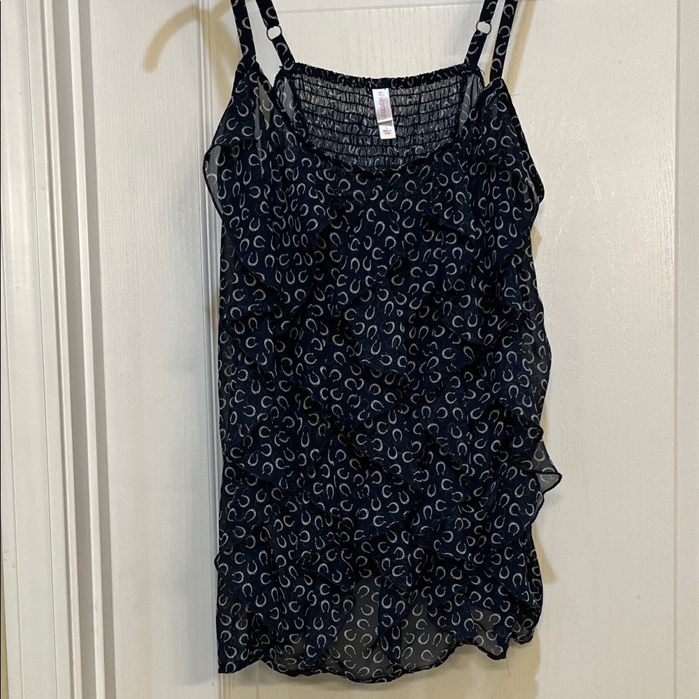 *3 for $10* Xhilaration Navy Blue Camisole with White Pattern